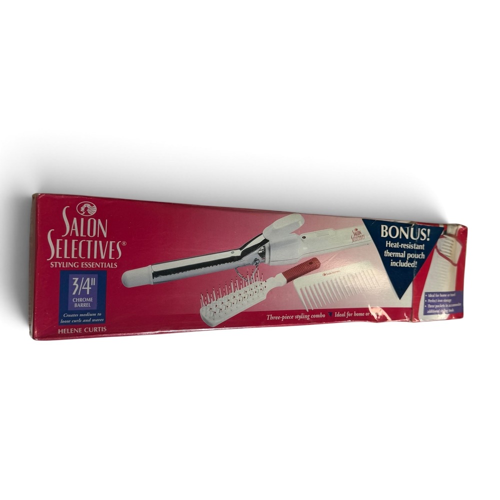 Salon Selectives Vintage Styling Essentials 3/4" Curling Iron Brush Comb Set NOS